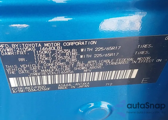 JTMBFREV0HJ146856: 43881812