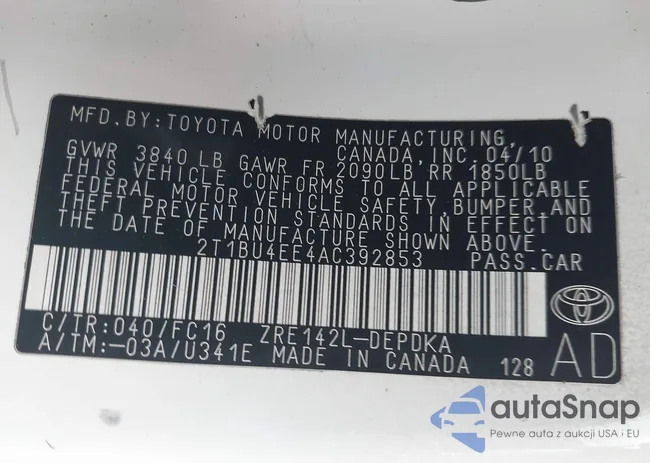 2T1BU4EE4AC392853: 43883059