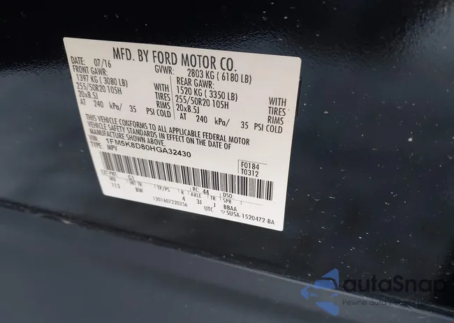 1FM5K8D80HGA32430: 43883372