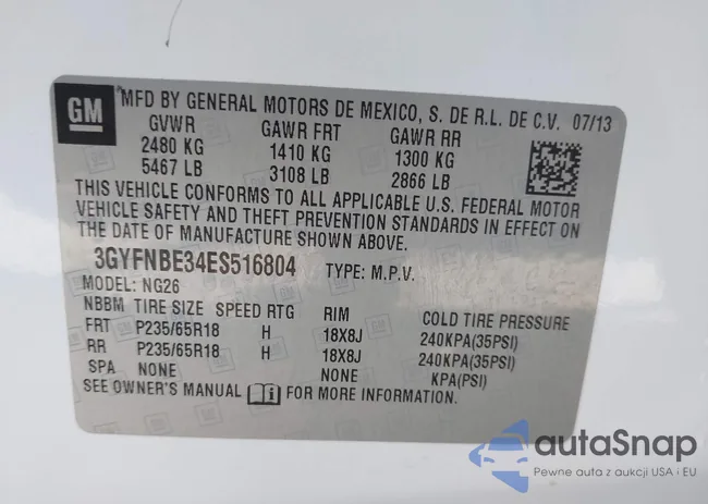 3GYFNBE34ES516804: 43882568