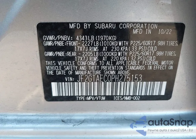 JF2GTAEC0PH275153: 43882633