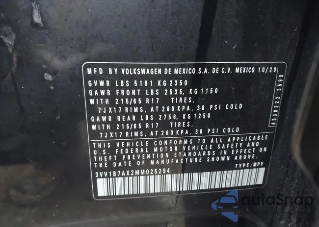 3VV1B7AX2MM025294: 43882639