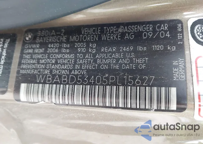 WBABD53405PL15627: 43883898