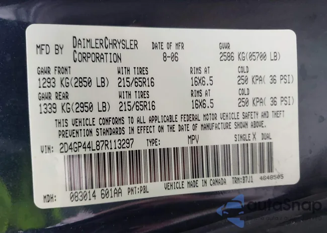 2D4GP44L87R113297: 43883944