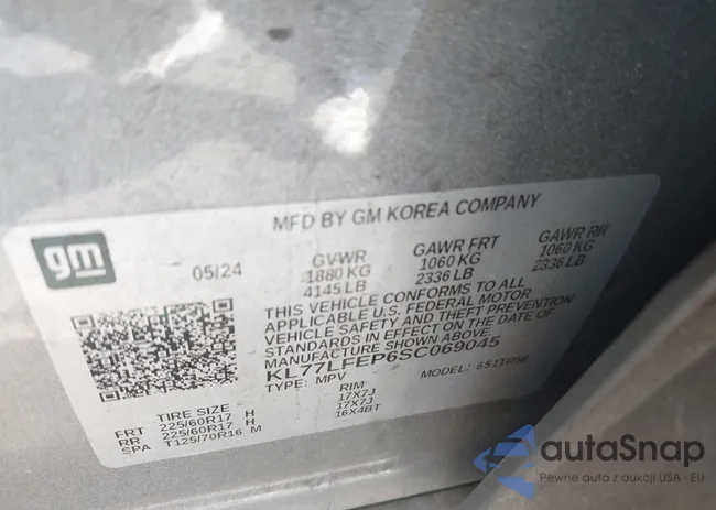 KL77LFEP6SC069045: 43884063