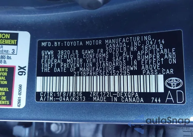 2T1BPRHE5EC152295: 43884244