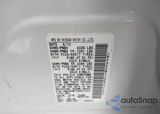 JN8AS5MT2AW021001: 43884366