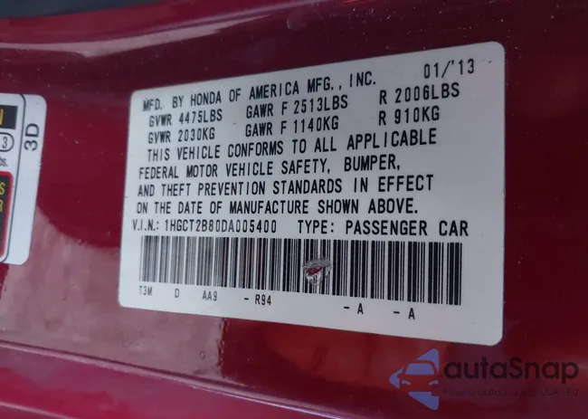 1HGCT2B80DA005400: 43884376