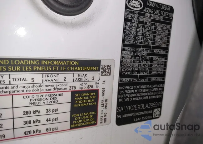 SALYK2EX9LA295976: 43884430