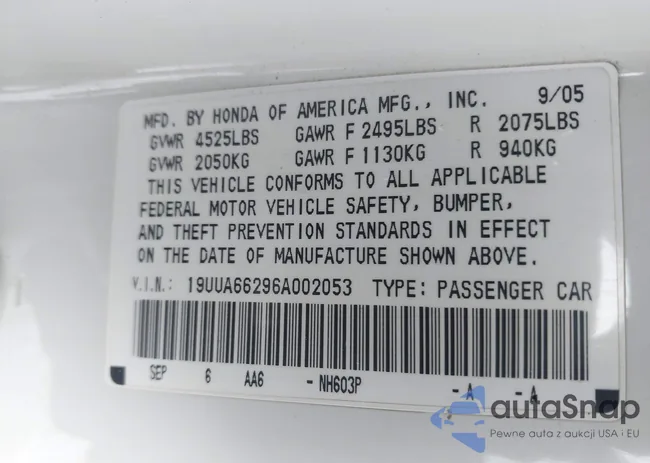 19UUA66296A002053: 43883473