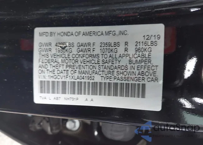 1HGCV1F1XLA041952: 43883544