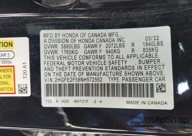 2HGFE2F58NH572562: 43883799