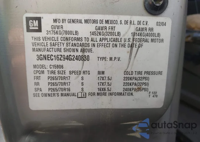 3GNEC16Z94G240830: 43885311