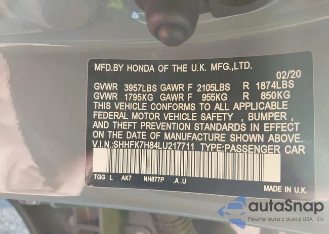 SHHFK7H84LU217711: 43884558