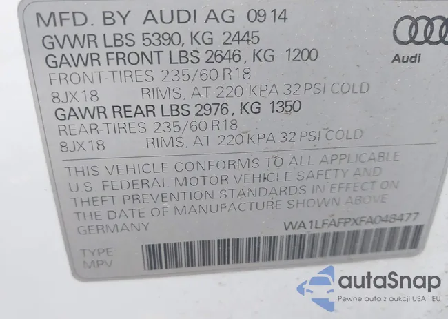 WA1LFAFPXFA048477: 43884740