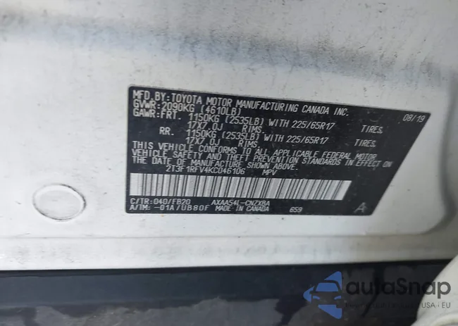 2T3F1RFV4KC046106: 43884786