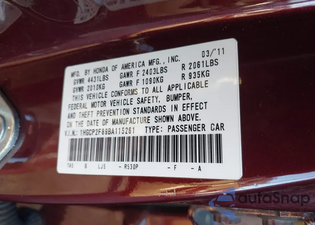 1HGCP2F89BA115261: 43886026