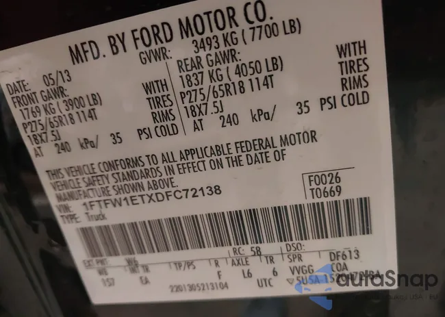 1FTFW1ETXDFC72138: 43886116