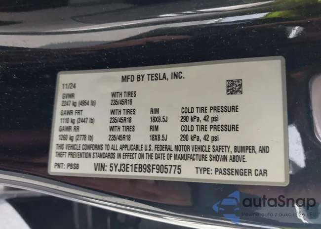 5YJ3E1EB9SF905775: 43886140