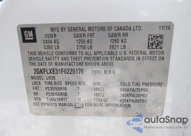 2GKFLXE31F6226176: 43886180