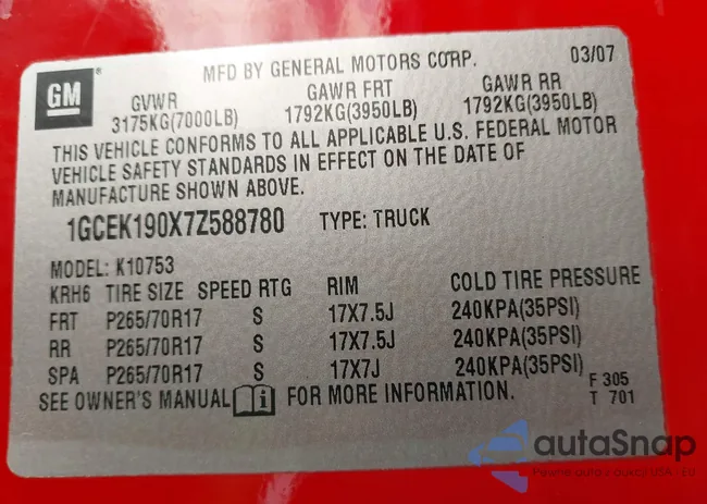 1GCEK190X7Z588780: 43886215