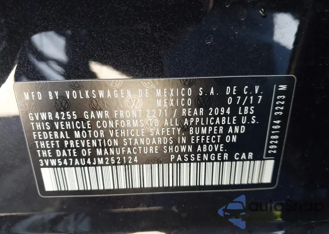 3VW547AU4JM252124: 43886269