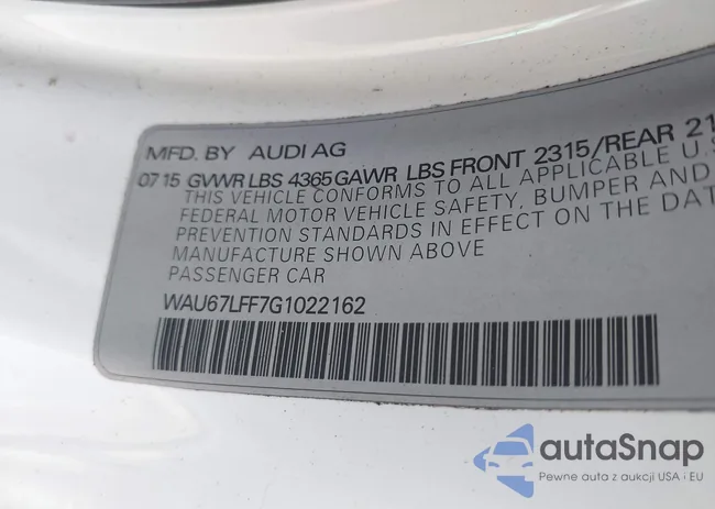 WAU67LFF7G1022162: 43886273