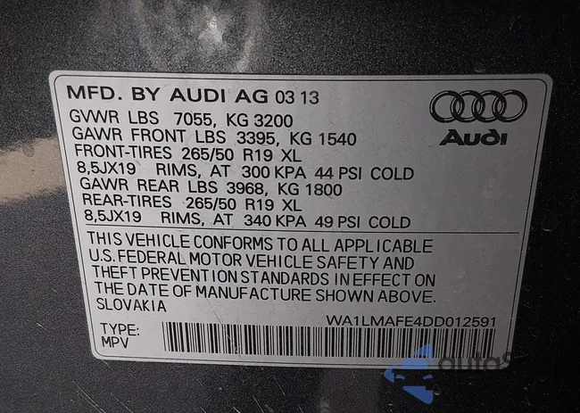 WA1LMAFE4DD012591: 43886331