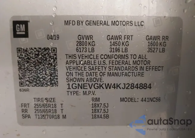 1GNEVGKW4KJ284884: 43886360