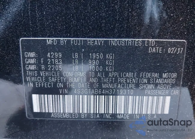 4S3GTAB64H3719310: 43886367