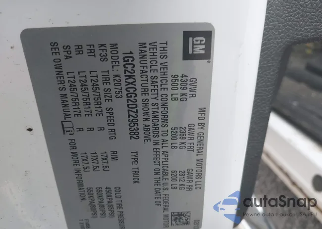 1GC2KXCG2DZ295382: 43886383