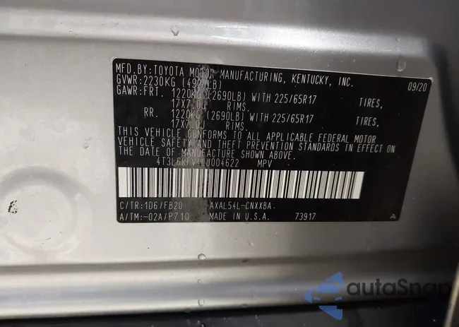 4T3L6RFV4LU004622: 43886446