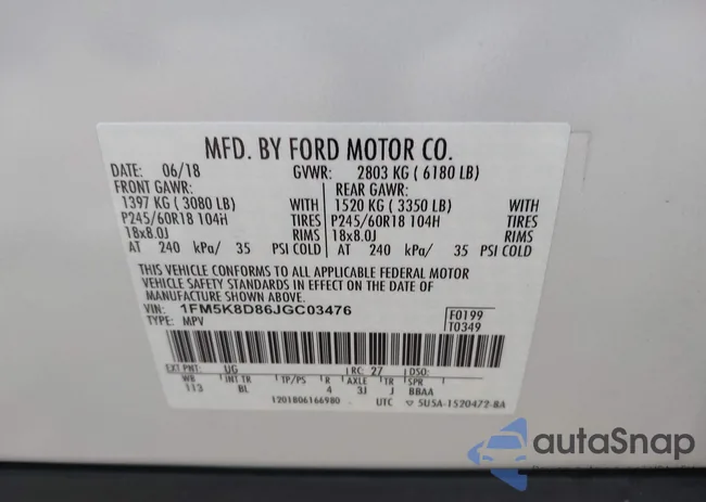 1FM5K8D86JGC03476: 43885452