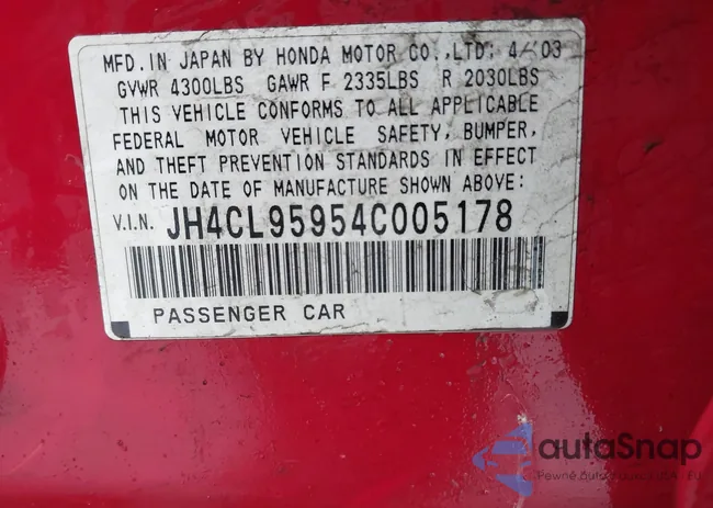 JH4CL95954C005178: 43885475