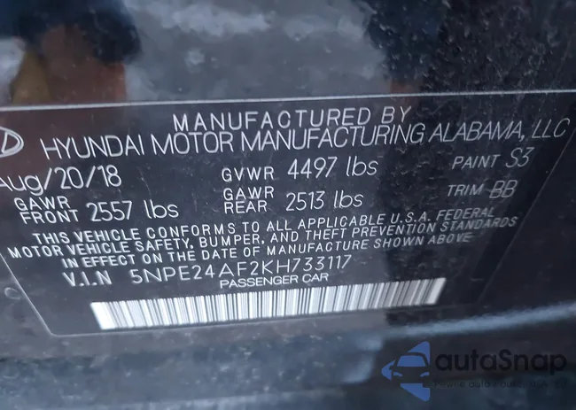 5NPE24AF2KH733117: 43885491