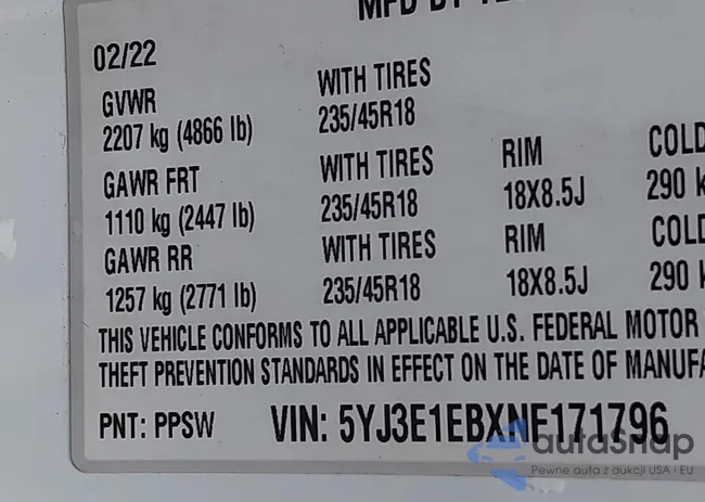 5YJ3E1EBXNF171796: 43885718