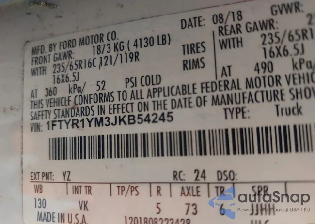 1FTYR1YM3JKB54245: 43886885