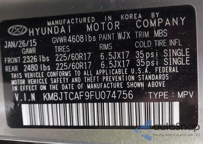 KM8JTCAF9FU074756: 43887307