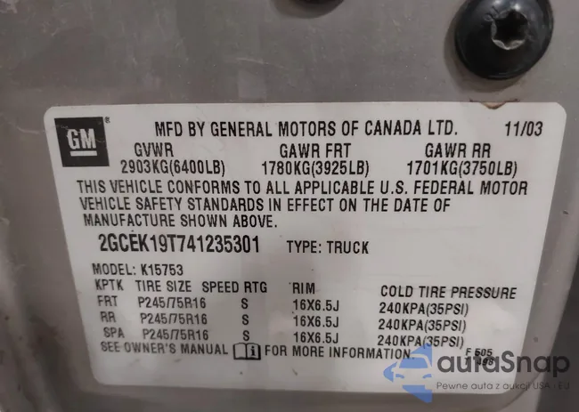 2GCEK19T741235301: 43886641