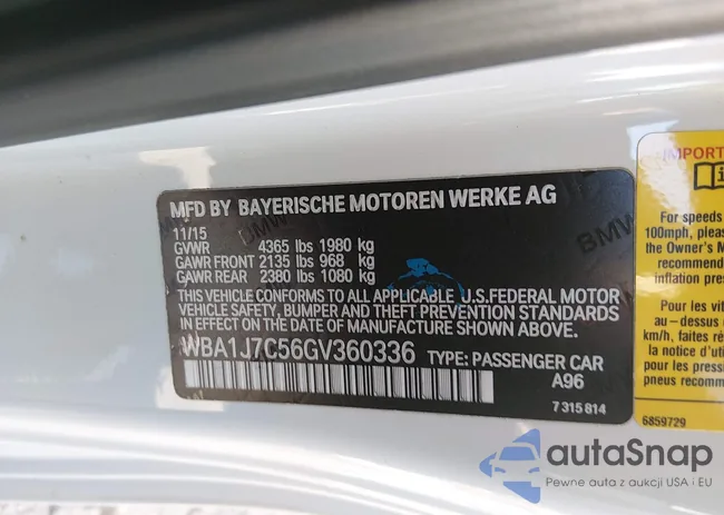 WBA1J7C56GV360336: 43886665