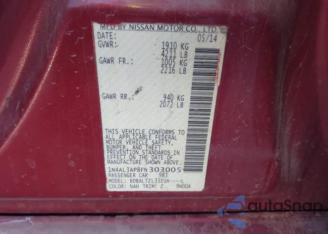 1N4AL3AP8FN303005: 43886791