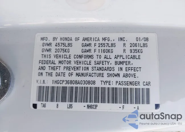 1HGCP36808A030808: 43887859