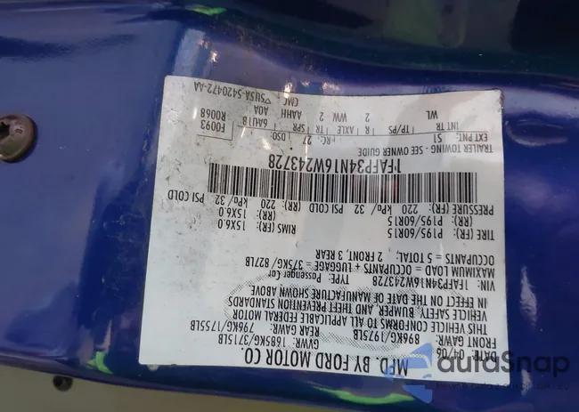 1FAFP34N16W243728: 43887888