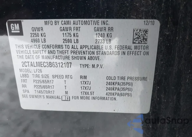 2CTALMEC3B6312107: 43887892