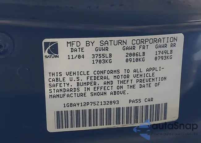 1G8AY12P75Z132893: 43888013