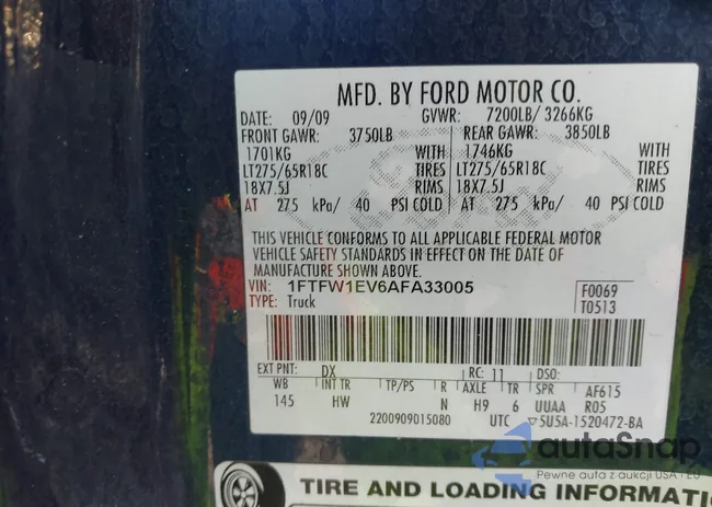 1FTFW1EV6AFA33005: 43888050