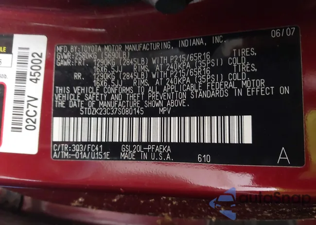 5TDZK23C37S080145: 43888065