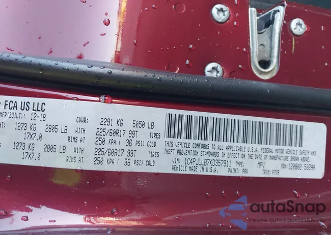 1C4PJLLB7KD357911: 43888107