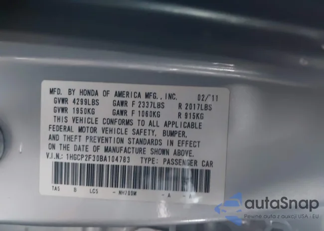 1HGCP2F30BA104783: 43888131