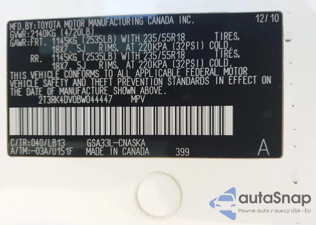 2T3RK4DV0BW044447: 43888147